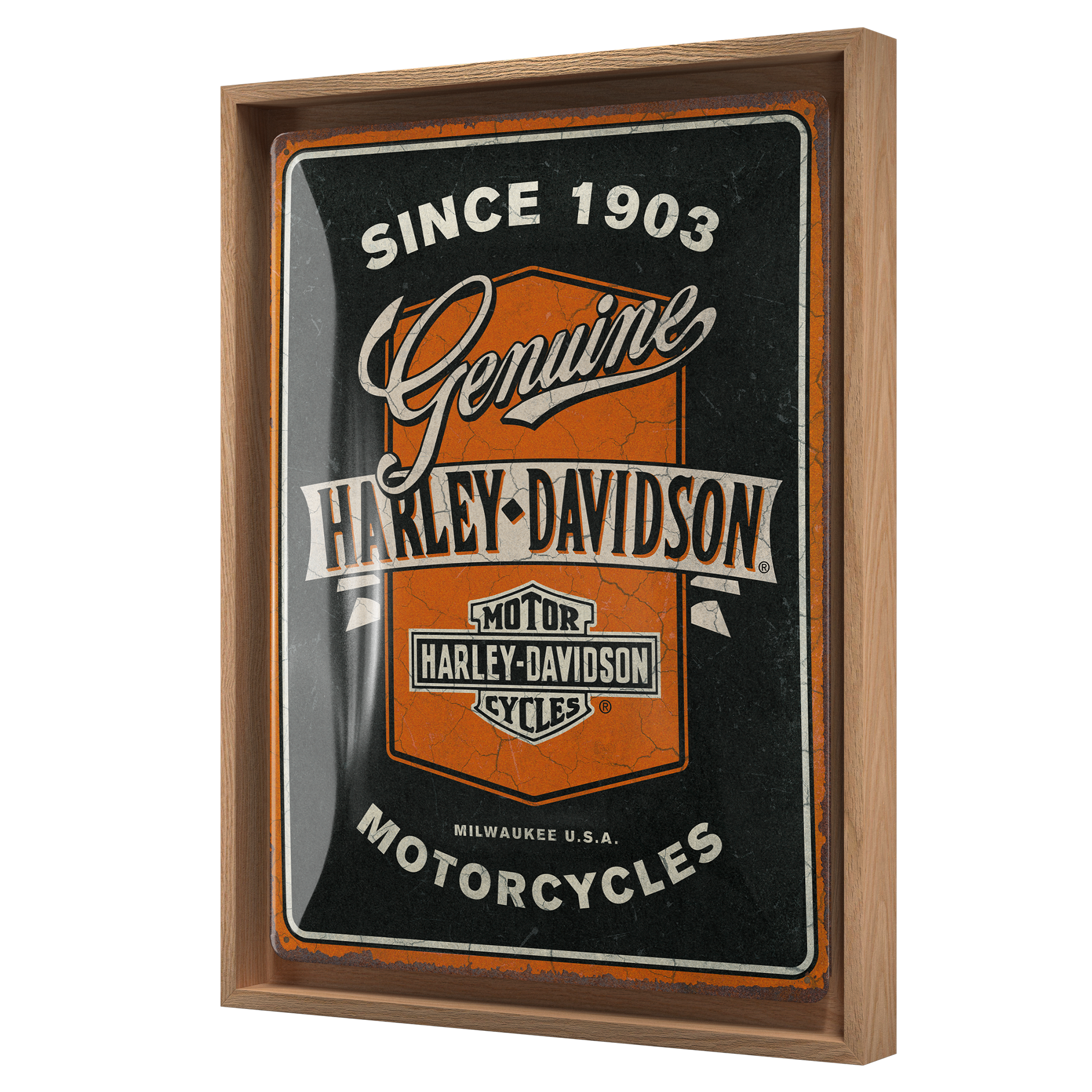 nostalgic-art-harley-davidson-genuine-motorcycles-ribbon-n-frame-l-edition-quadr image 1