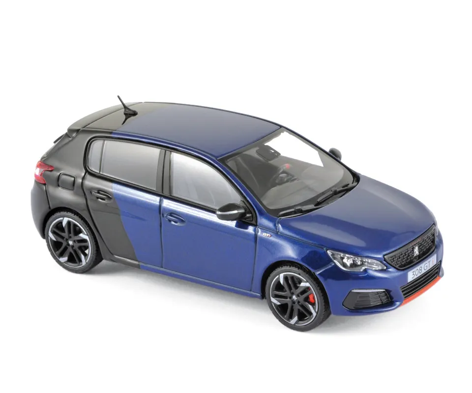 norev-peugeot-308-gti-coupe-franche-2017-blu-magnetico-nero-1-43 image 1