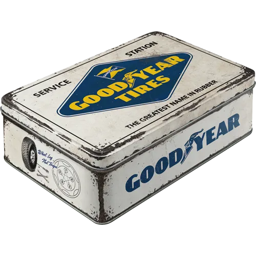 nostalgic-art-goodyear-logo-white-scatola-metallo-piatta-2-5-l-23x16x7-cm image 1