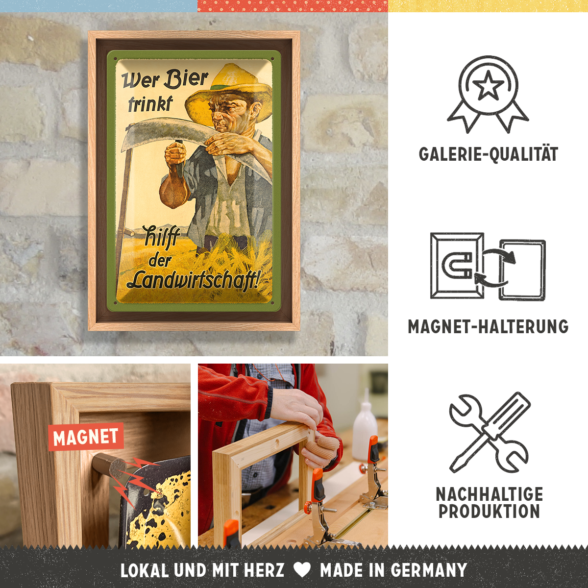 nostalgic-art-n-frame-m-edition-rovere-per-targhe-wer-bier-trinkt-hilft-der-land image 3