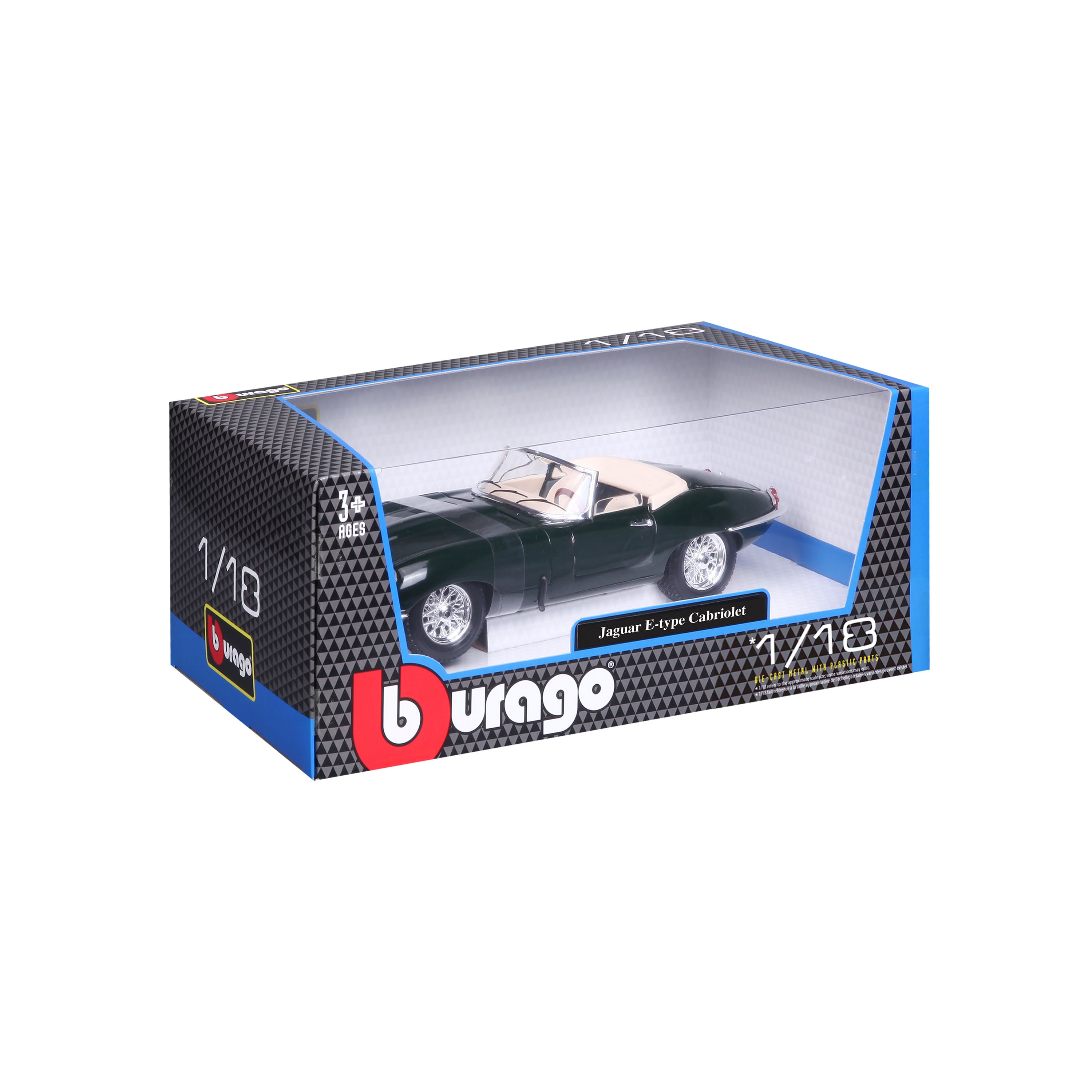 bburago-jaguar-e-type-cabriolet-1-18-verde-modellino-diecast-apribile image 2