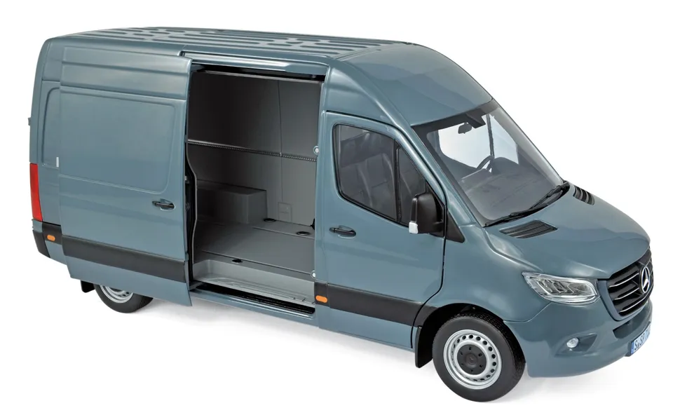 norev-mercedes-benz-sprinter-2018-grigio-blu-1-18 image 1