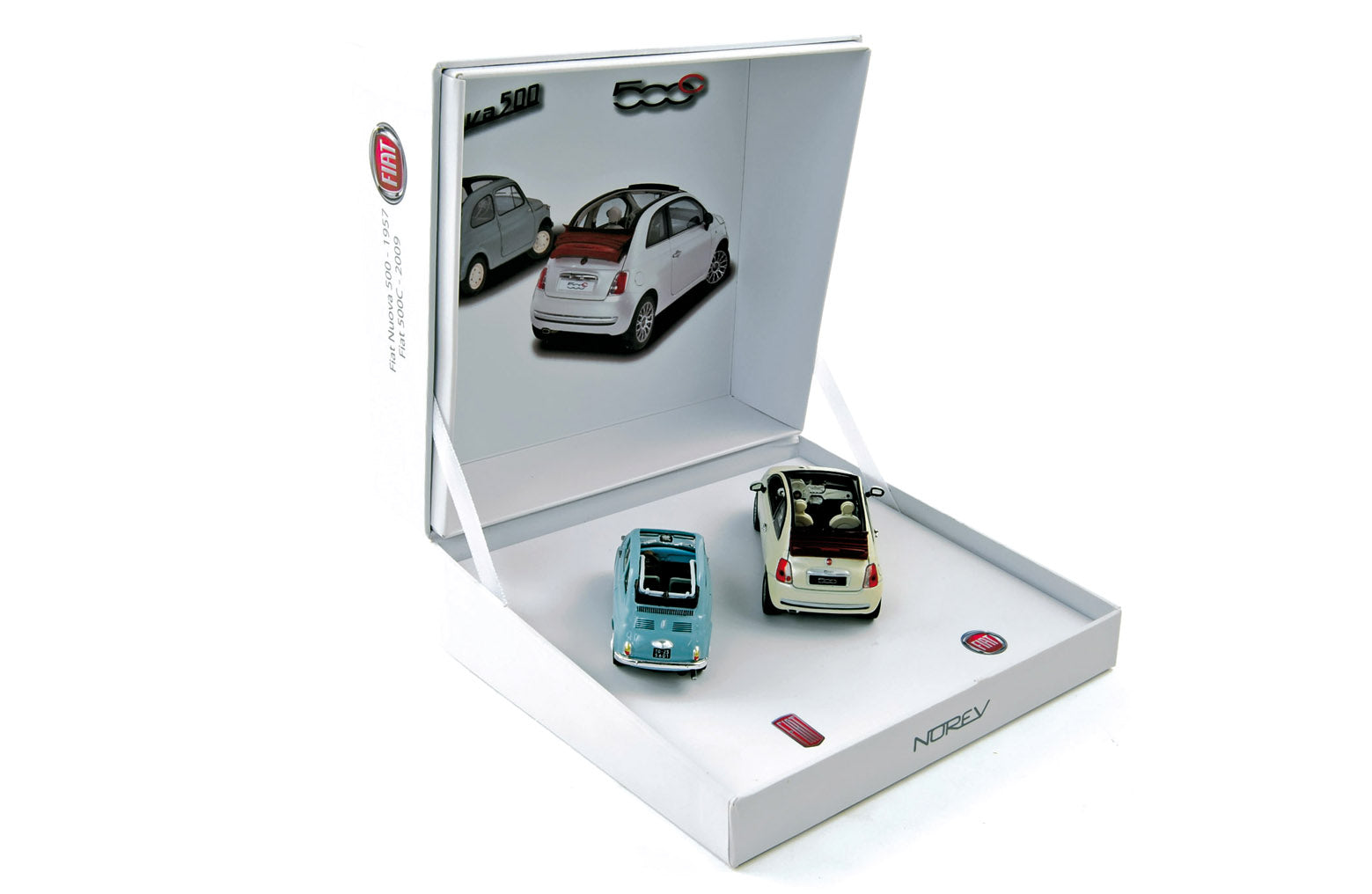 norev-gift-box-fiat-500-1957-e-500-c-2009-modellini-auto-1-43 image 1