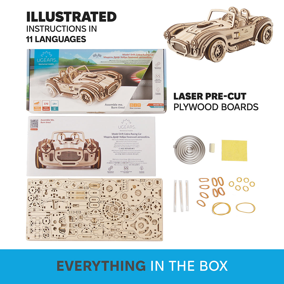 ugears-drift-cobra-racing-car-auto-da-corsa-retr-in-legno-da-costruire image 6