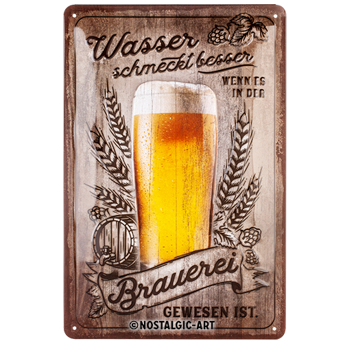 nostalgic-art-wasser-schmeckt-besser-targa-in-metallo-20x30-cm image 1