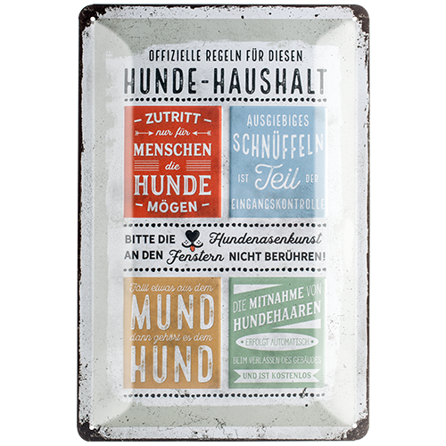 nostalgic-art-pfotenschild-hunde-haushalt-regeln-targa-in-metallo-20x30-cm image 1
