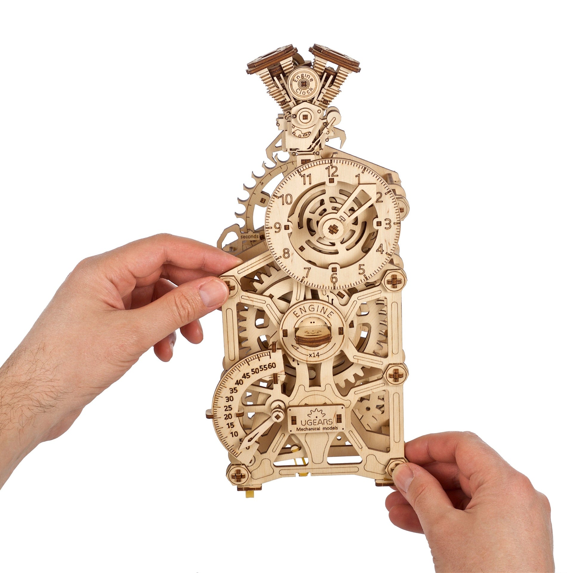 ugears-engine-clock-orologio-meccanico-da-tavolo-a-motore-da-costruire image 4