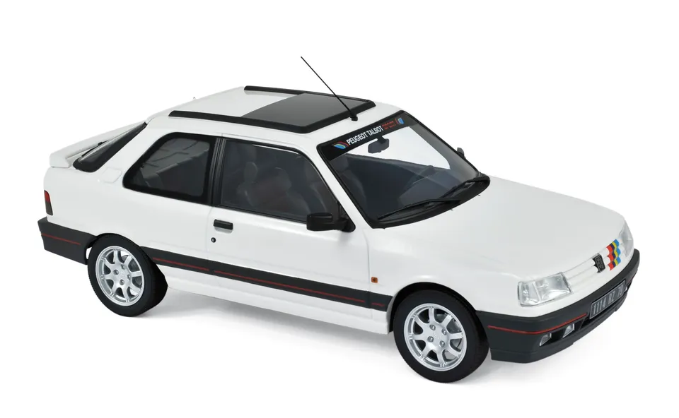norev-peugeot-309-gti-1990-modellino-auto-1-18-bianco-pts-deco-100-pcs image 1