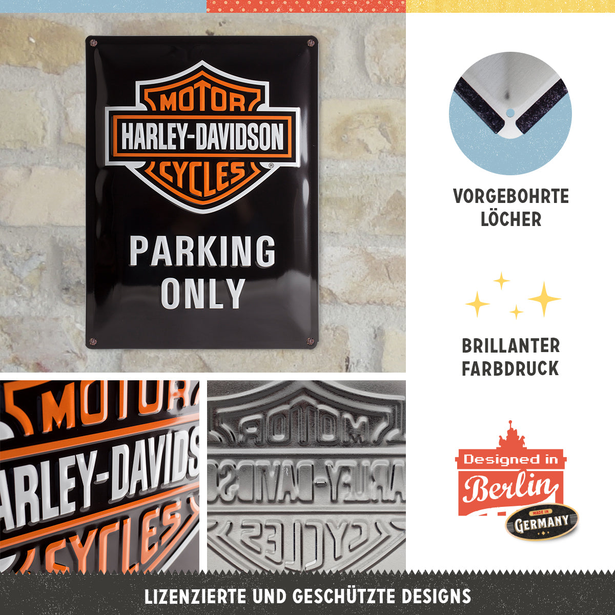 nostalgic-art-harley-davidson-parking-only-targa-metallica-30x40-cm image 4