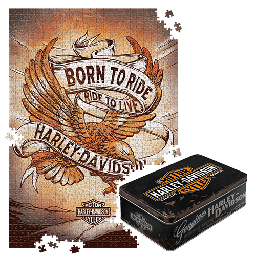nostalgic-art-puzzle-harley-davidson-born-to-ride-eagle-1-da-1000-pezzi-in-scato image 1