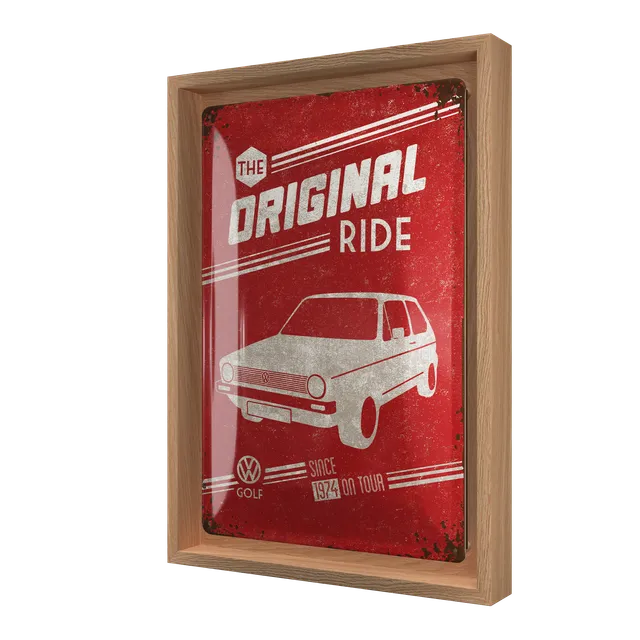 nostalgic-art-vw-golf-the-original-ride-n-frame-m-edition-24x33-5-cm image 1