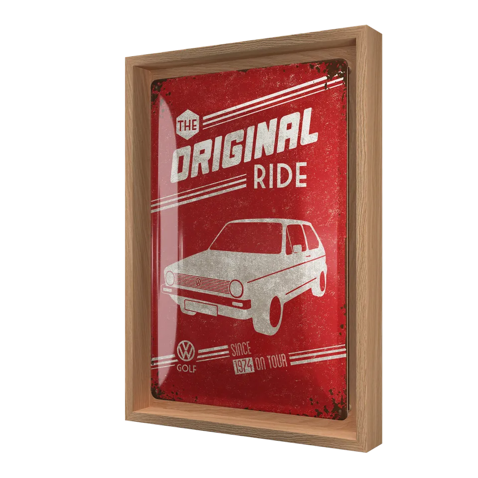 nostalgic-art-vw-golf-the-original-ride-n-frame-m-edition-24x33-5-cm image 1