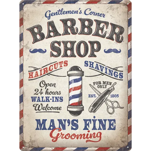 nostalgic-art-barber-shop-targa-in-metallo-30x40-cm image 1