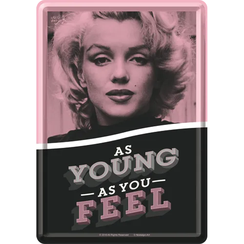 nostalgic-art-marilyn-as-young-as-you-feel-cartolina-in-metallo-10x14-cm image 1