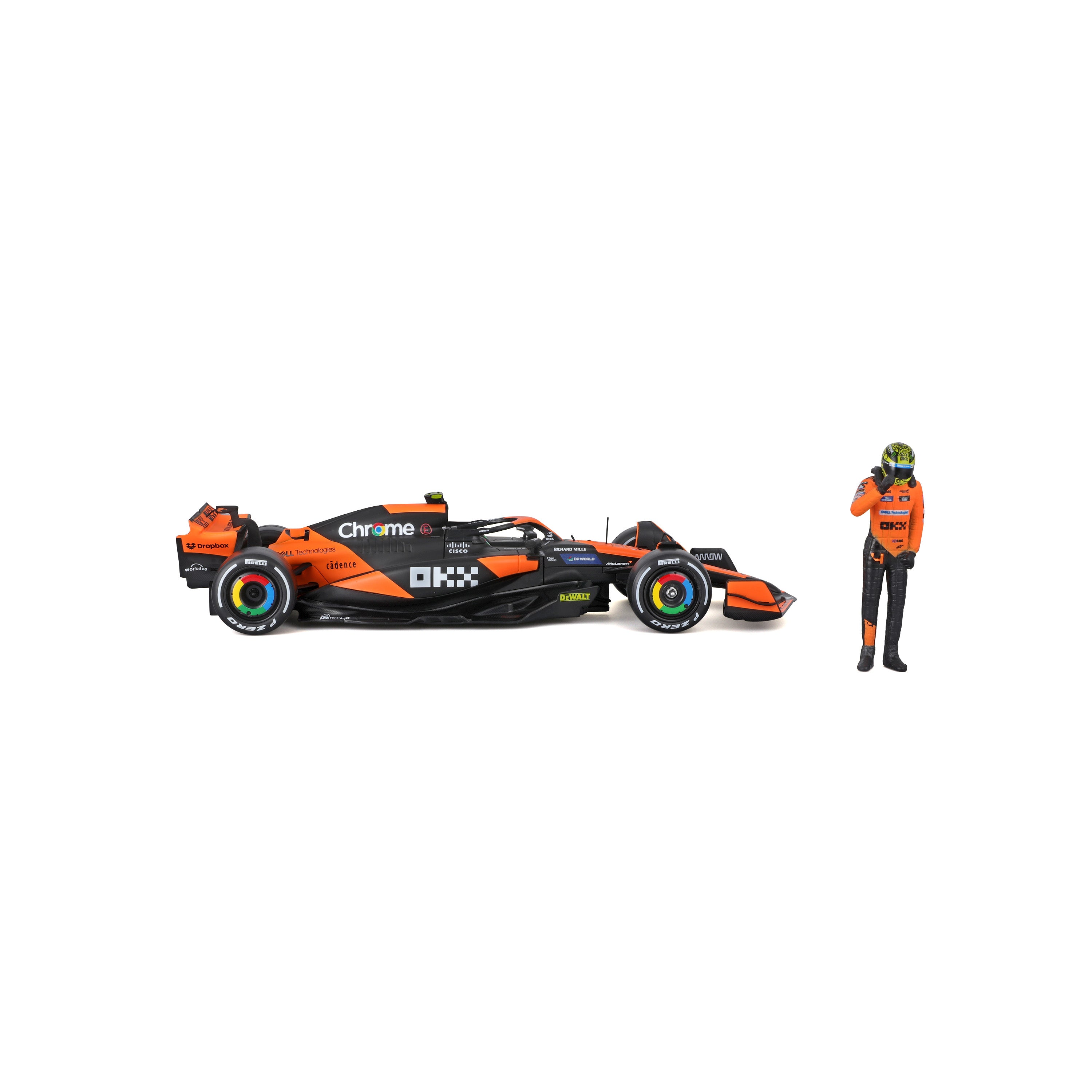bburago-mclaren-mcl38-lando-norris-4-f1-2024-1-24-con-pilota-papaya-e-antracite image 6