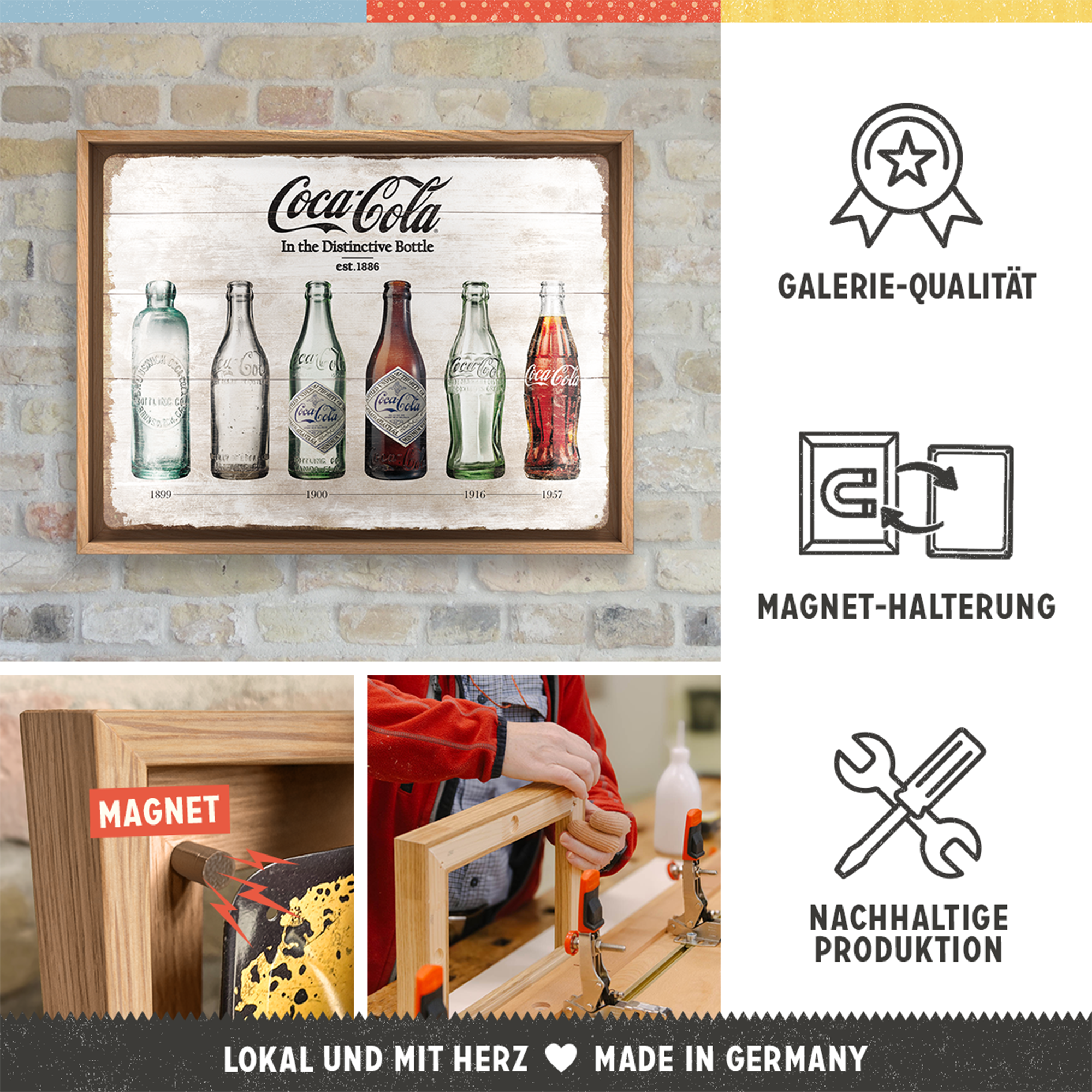 nostalgic-art-coca-cola-bottle-timeline-n-frame-l-edition-cornice-in-legno-con-t image 3