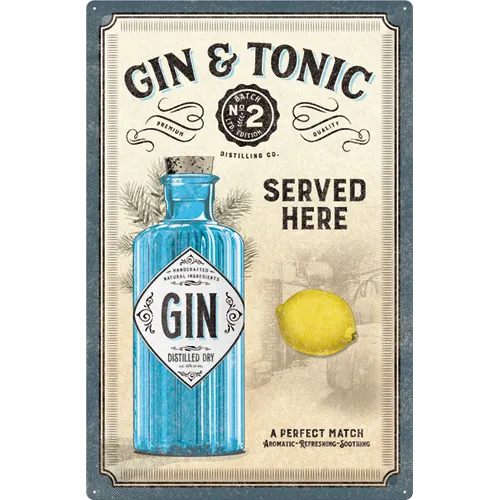 nostalgic-art-gin-tonic-served-here-orologio-da-parete-in-metallo-40x60-cm image 1