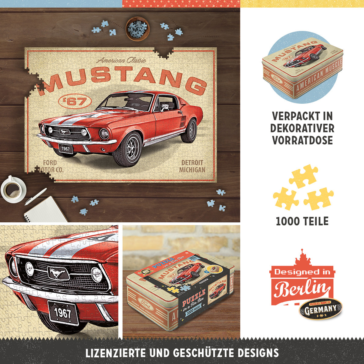 nostalgic-art-puzzle-in-latta-ford-mustang-gt-1967-red-1000-pezzi image 3