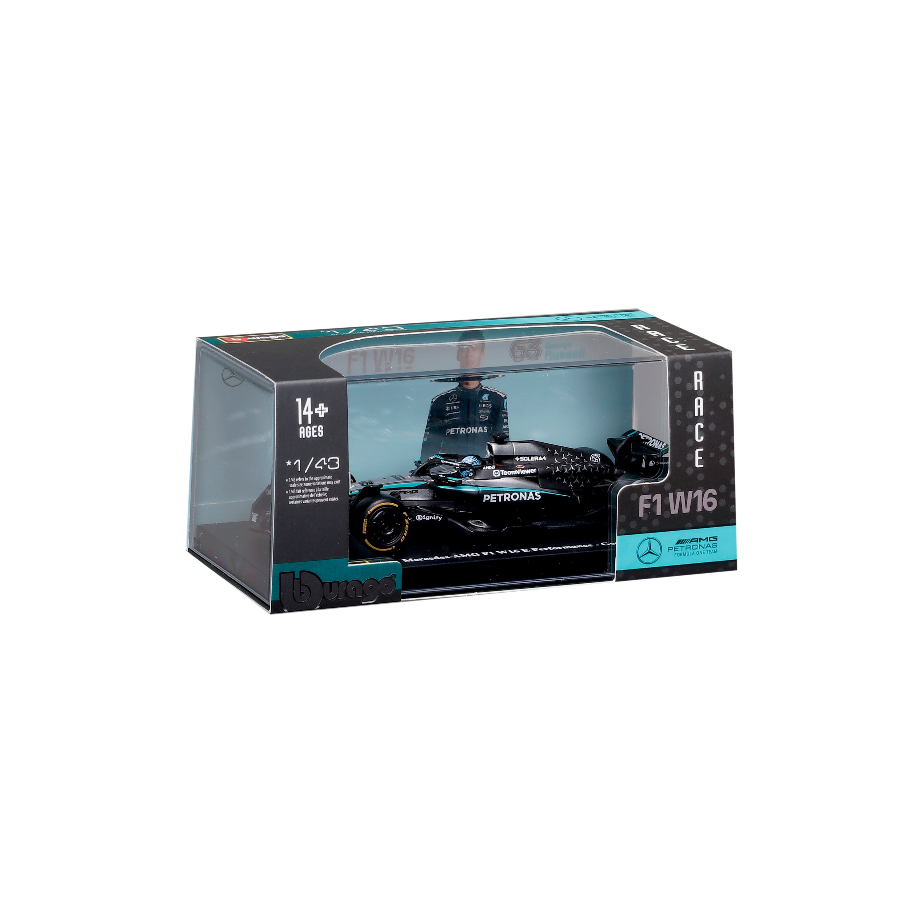 bburago-mercedes-amg-w16-2025-63-george-russell-scala-1-43-con-base-e-teca image 2