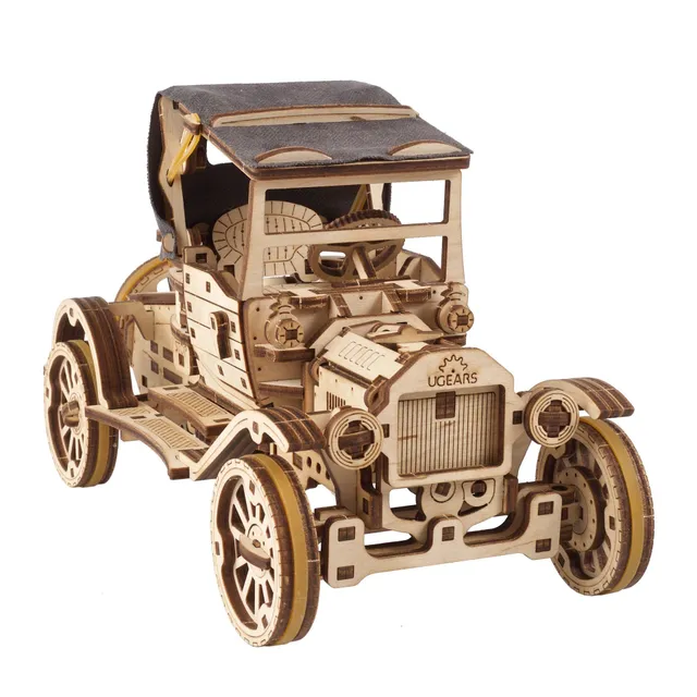 ugears-retro-car-ugr-t-modellino-meccanico-in-legno-da-costruire-con-motore-a-mo image 1
