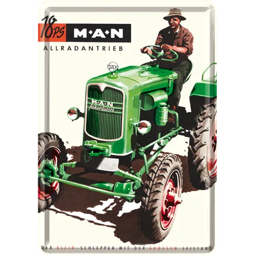 nostalgic-art-man-traktor-gr-n-biglietto-in-metallo-10x14-cm image 1