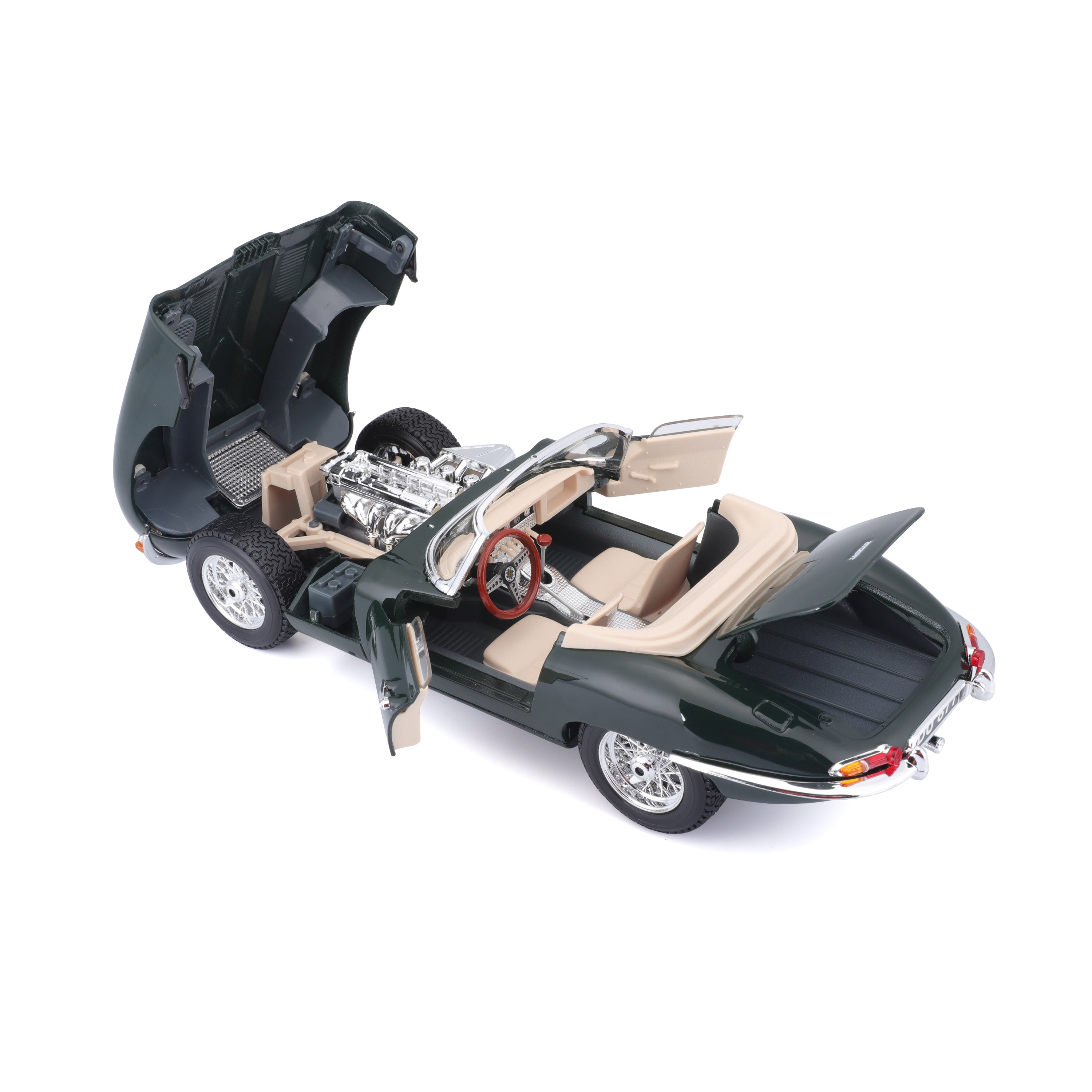bburago-jaguar-e-type-cabriolet-1-18-verde-modellino-diecast-apribile image 5
