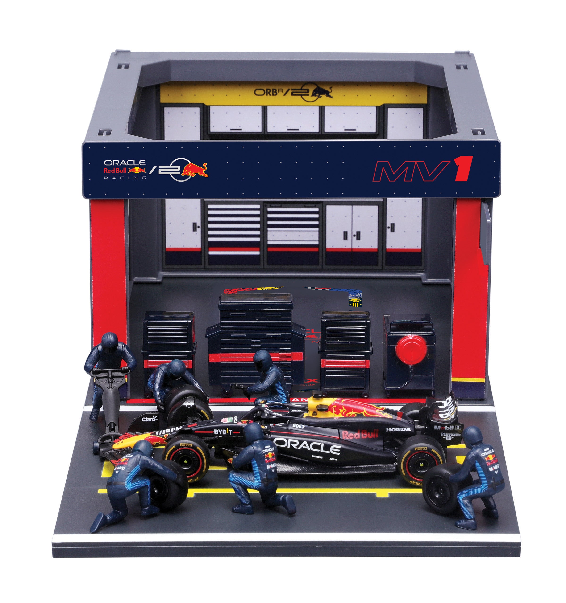 bburago-red-bull-pit-stop-rb20-1-max-verstappen-f1-2024-playset-diorama-scala-1- image 1