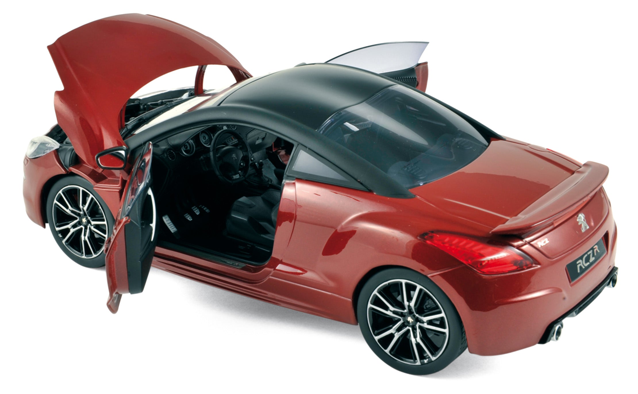 norev-peugeot-rcz-r-2013-erythr-e-rouge-noir-mat-1-18 image 2