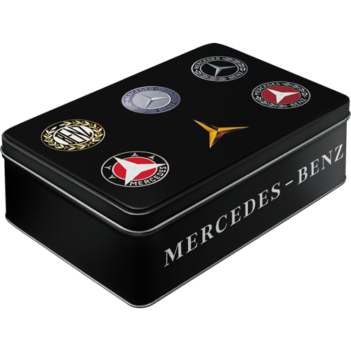 nostalgic-art-mercedes-benz-logo-evolution-scatola-piatta-in-metallo-2-5-l image 1