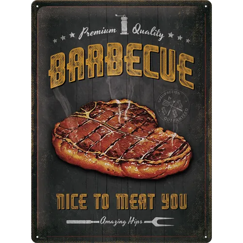 nostalgic-art-barbecue-nice-to-meat-you-targa-in-metallo-30x40-cm image 1