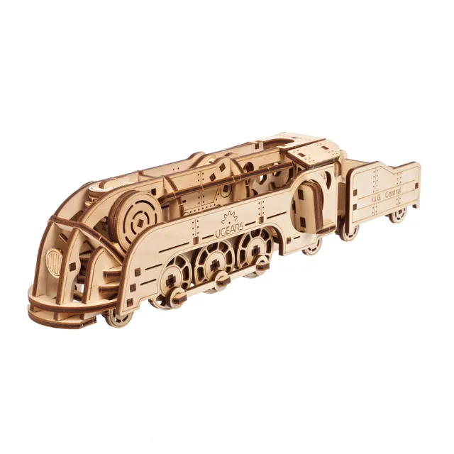 ugears-mini-locomotive-con-tender-trenino-meccanico-a-elastico-u-mini image 1
