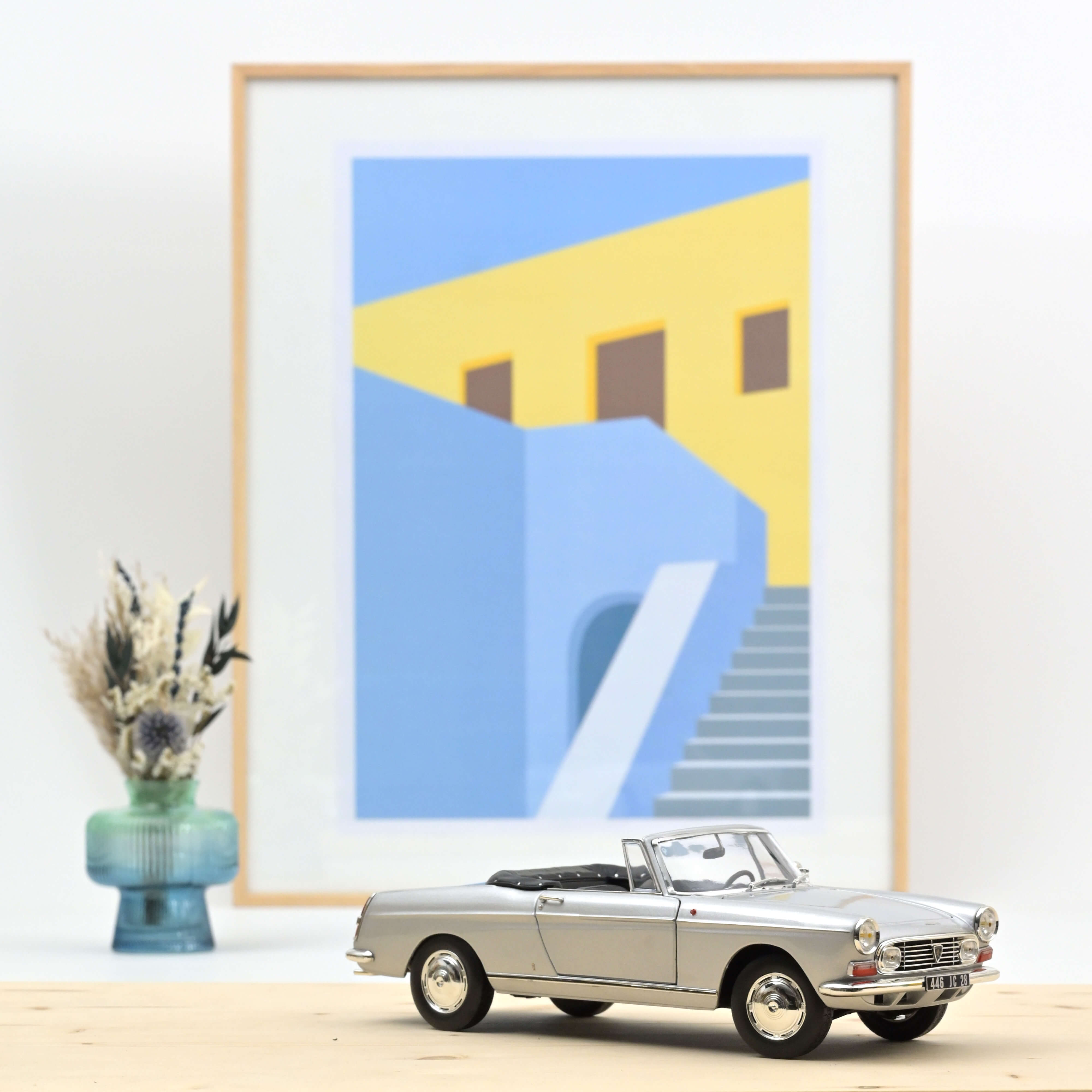 norev-peugeot-404-cabriolet-1967-argent-1-18-modellino-auto-d-epoca image 1