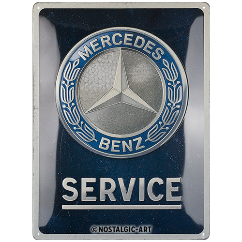 nostalgic-art-mercedes-benz-service-emblem-blue-targa-metallo-30x40-cm image 2