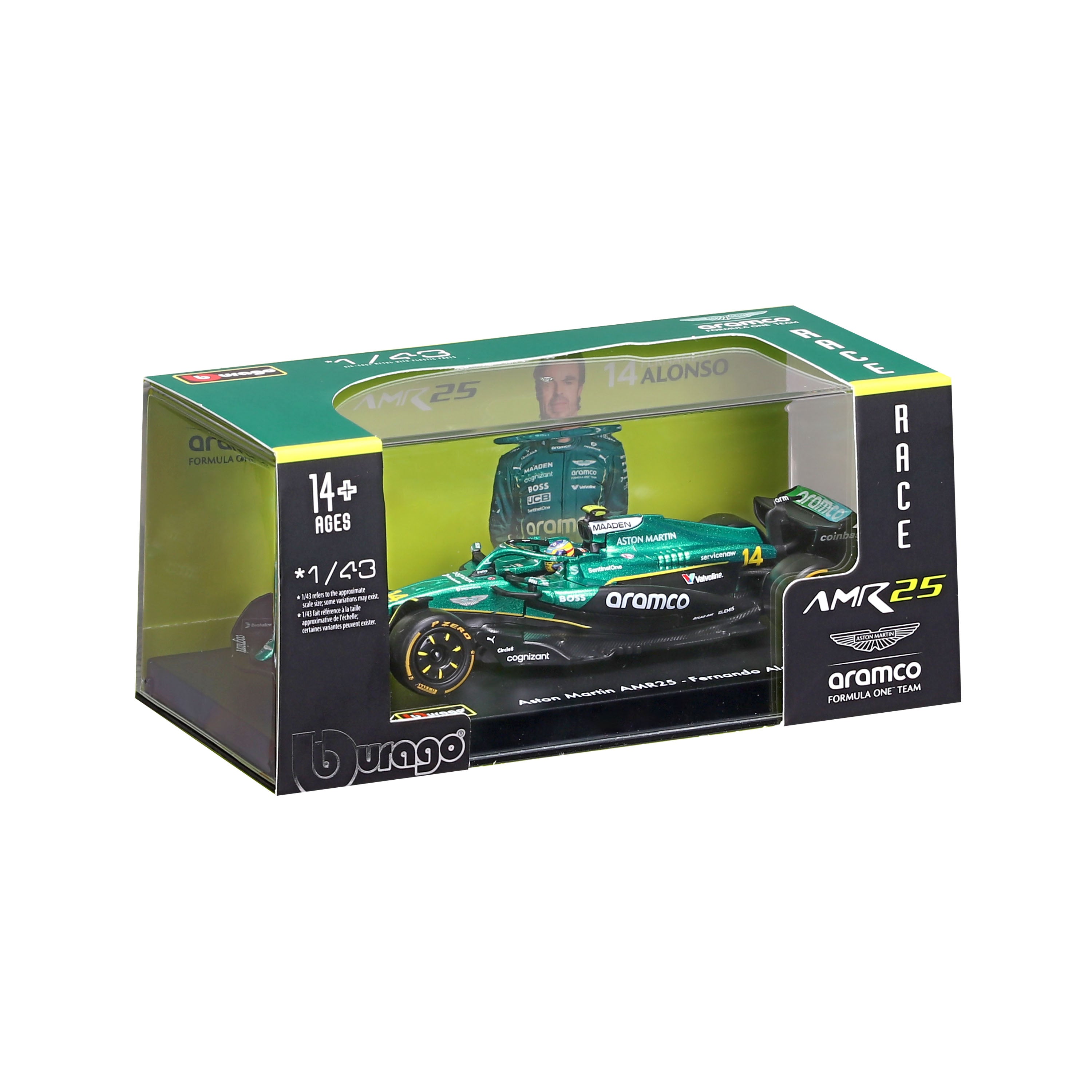 bburago-aston-martin-amr25-2025-14-alonso-1-43-con-casco-e-teca image 2