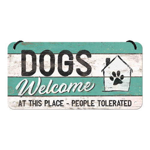 nostalgic-art-pfotenschild-dogs-welcome-insegna-metallo-da-appendere-10x20-cm image 1