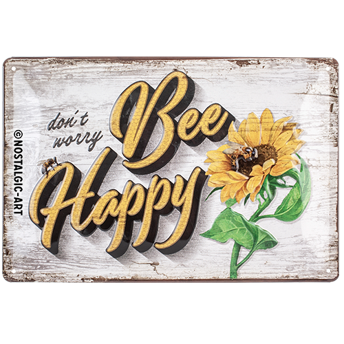 nostalgic-art-bee-happy-special-edition-targa-in-metallo-20x30-cm image 1