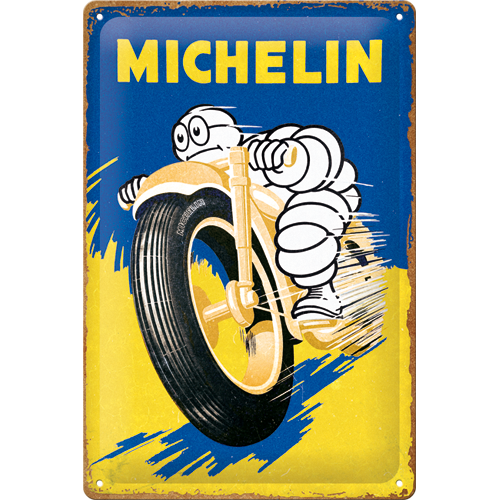nostalgic-art-michelin-motorcycle-bibendum-targa-metallo-20x30-cm image 1