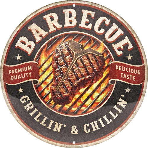 nostalgic-art-barbecue-grillin-chillin-targa-rotonda-in-metallo-35-cm image 1