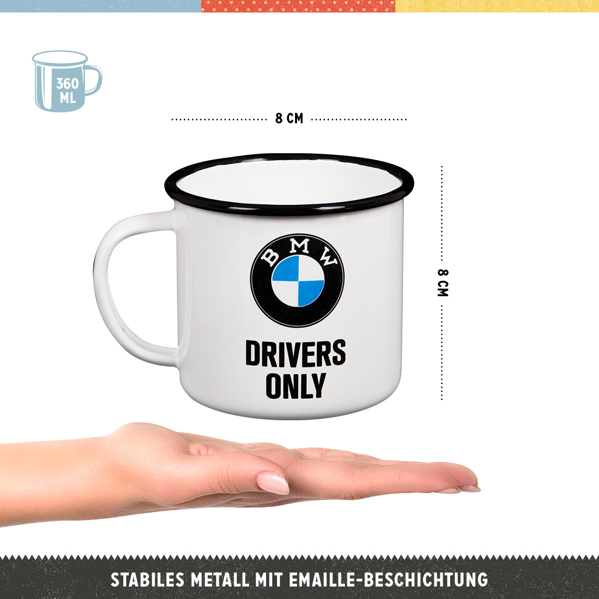 nostalgic-art-bmw-drivers-only-tazza-smaltata-360-ml-8x8-cm image 2