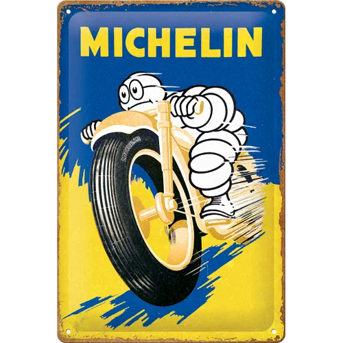 nostalgic-art-michelin-motorcycle-bibendum-targa-in-metallo-20x30-cm image 1