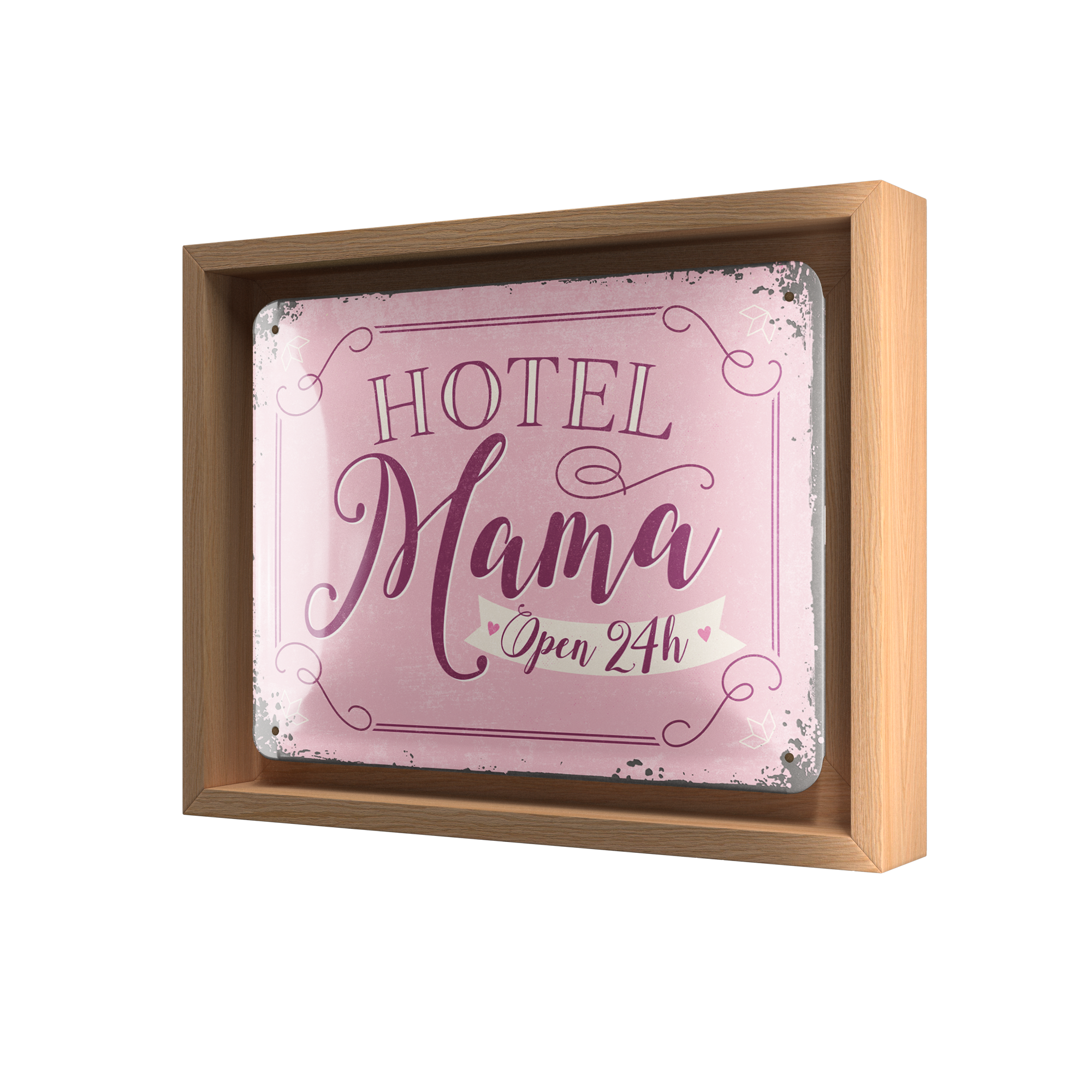 nostalgic-art-hotel-mama-n-frame-s-edition-quadro-metallo-con-cornice-legno-18-5 image 1