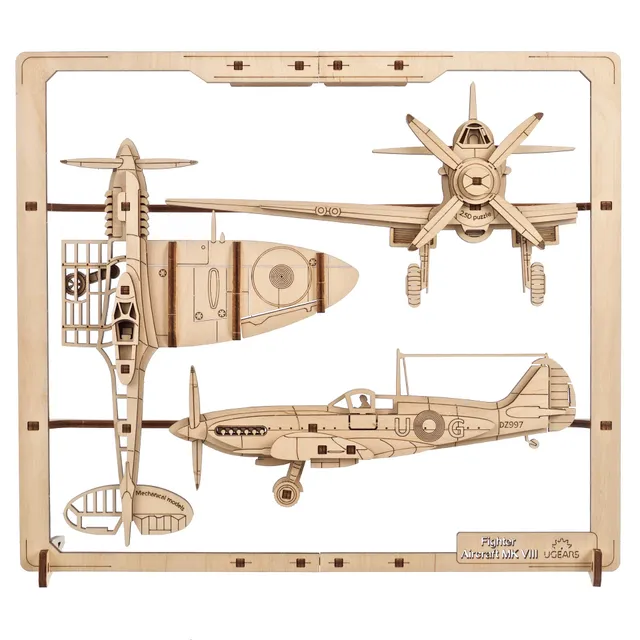 ugears-fighter-aircraft-2-5d-puzzle-spitfire-anni-40-in-legno image 1
