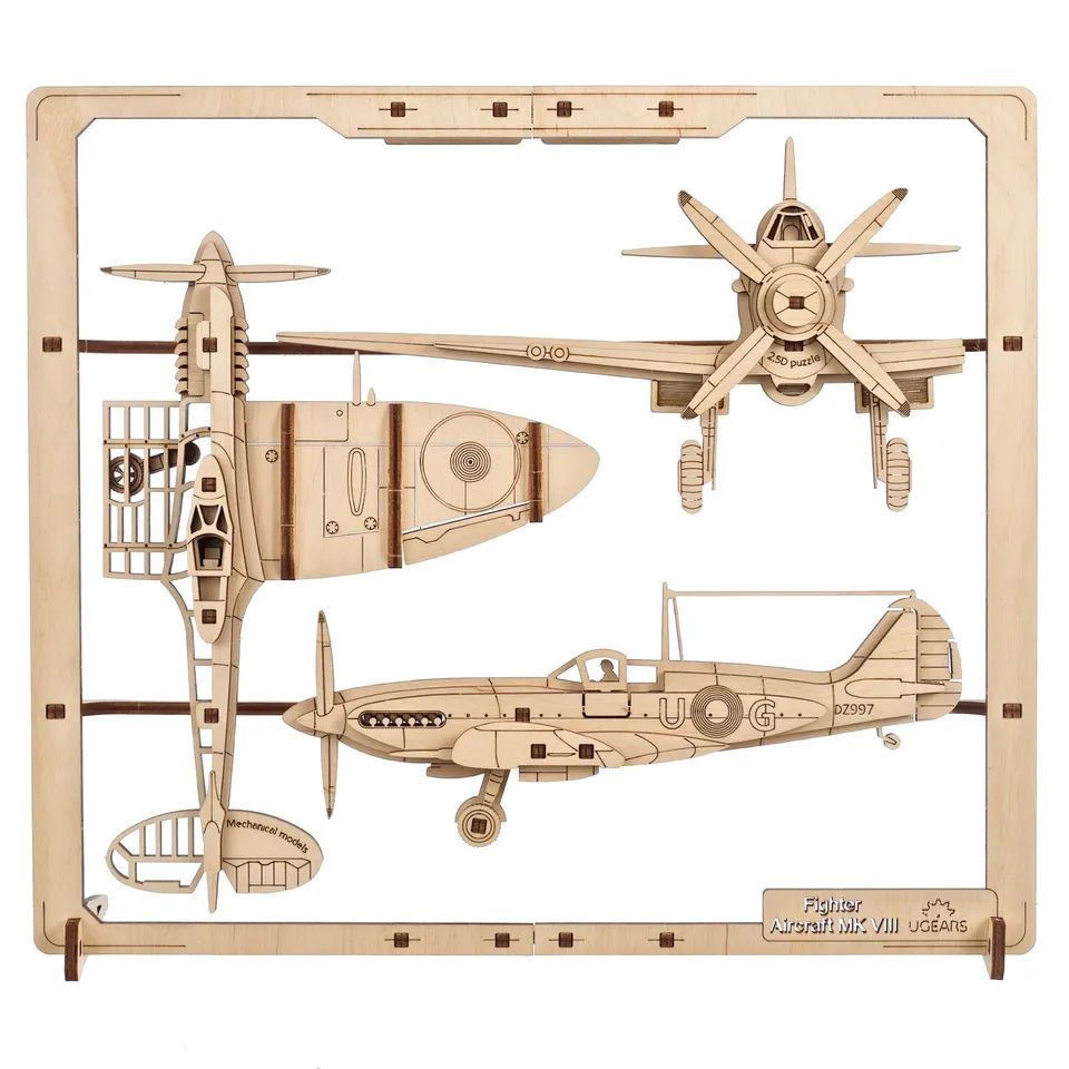 ugears-fighter-aircraft-2-5d-puzzle-spitfire-anni-40-in-legno image 1