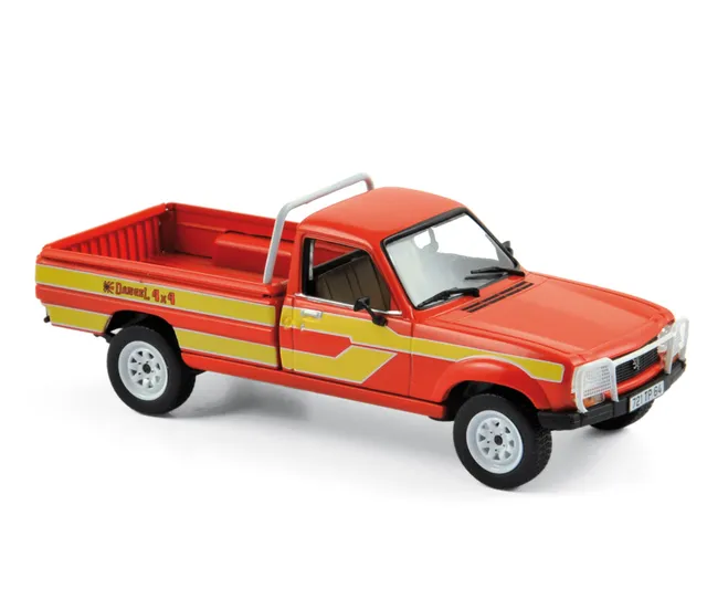 norev-peugeot-504-pick-up-4x4-dangel-1985-rosso-giallo-1-43 image 1