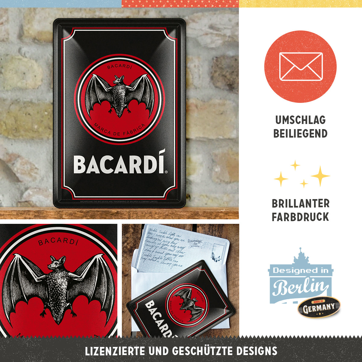 nostalgic-art-bacardi-logo-black-metal-card-in-metallo-10x14-cm image 2