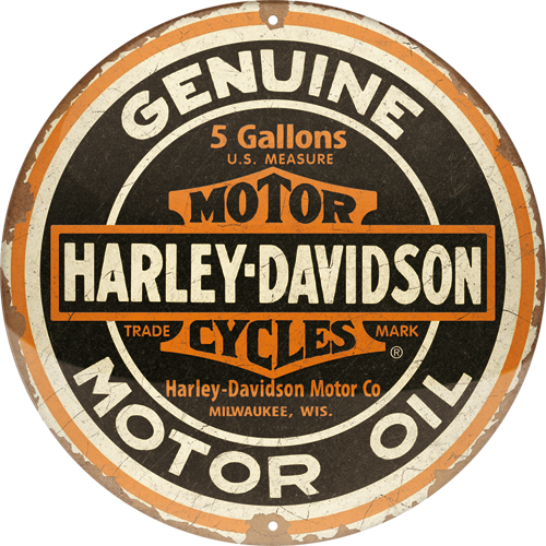 nostalgic-art-harley-davidson-genuine-motor-oil-targa-rotonda-in-metallo-35-cm-2 image 1