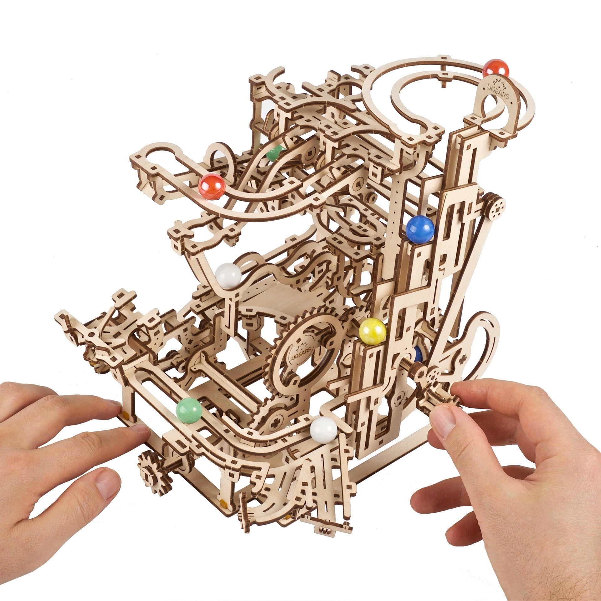ugears-marble-run-tiered-hoist-pista-per-biglie-meccanica-in-legno image 4