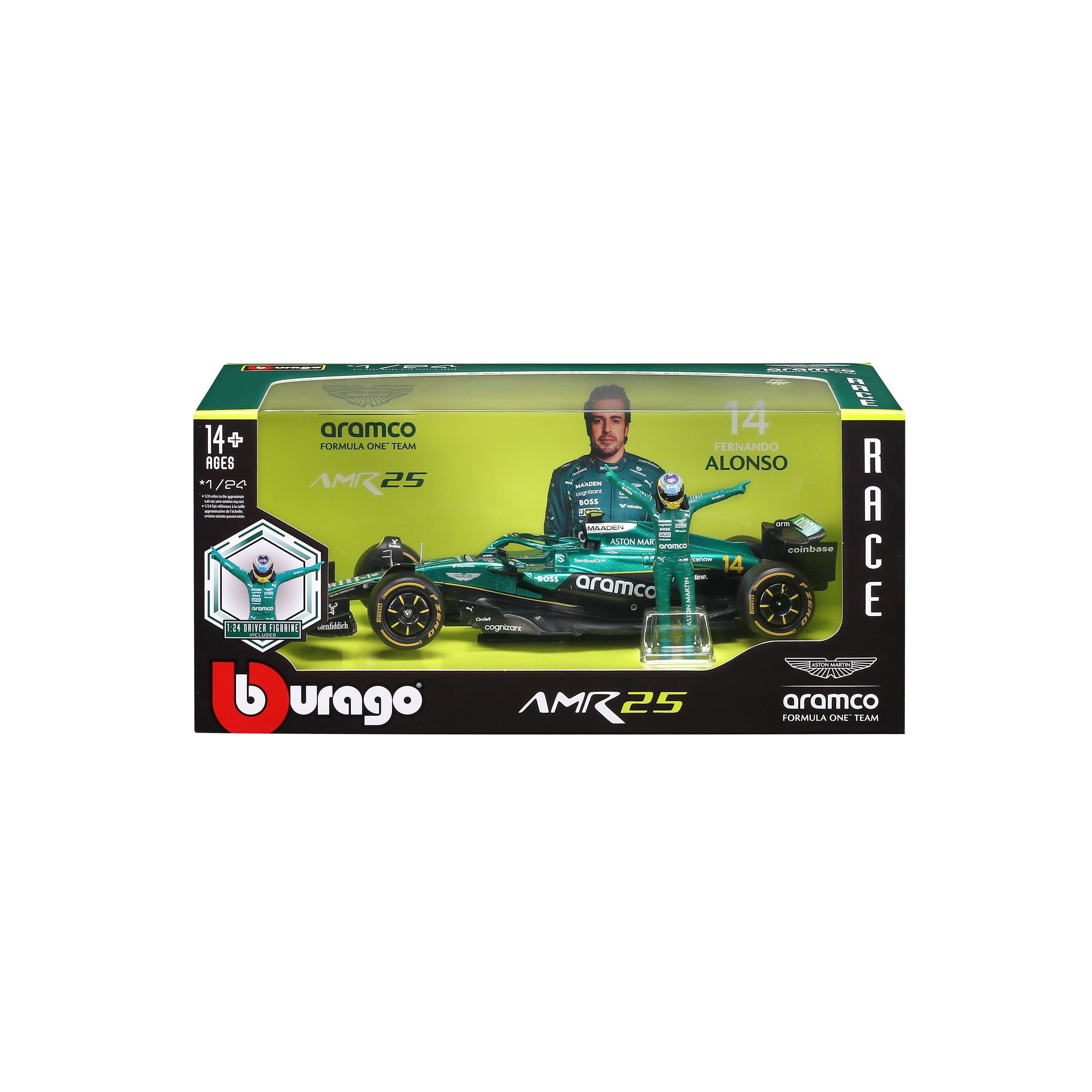 bburago-aston-martin-amr25-14-alonso-con-pilota-1-24-modellino-f1 image 7