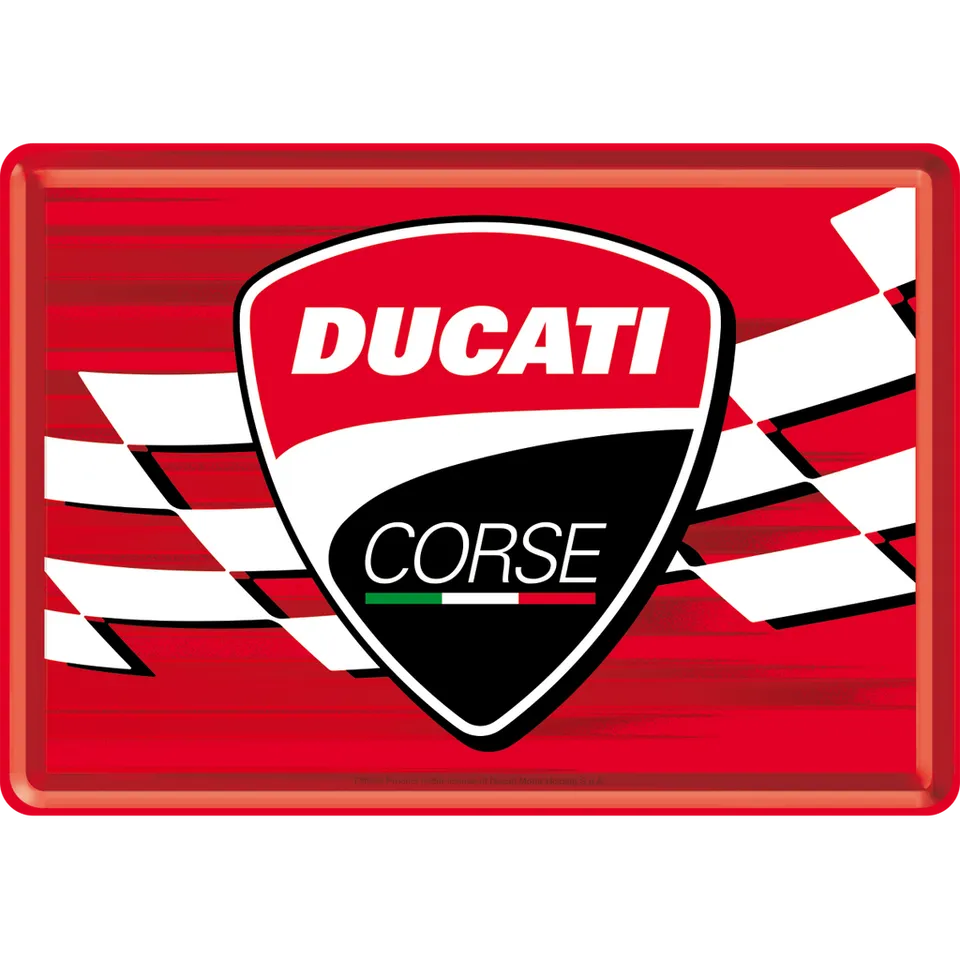 nostalgic-art-ducati-corse-logo-racing-flag-card-in-metallo-10x14-cm image 1