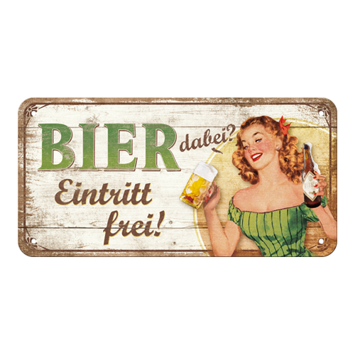 nostalgic-art-bier-dabei-eintritt-frei-targa-appendibile-in-metallo-10x20-cm image 3